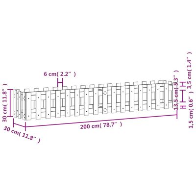 vidaXL Pat înălțat grădină design gard 200x30x30 cm lemn impregnat pin