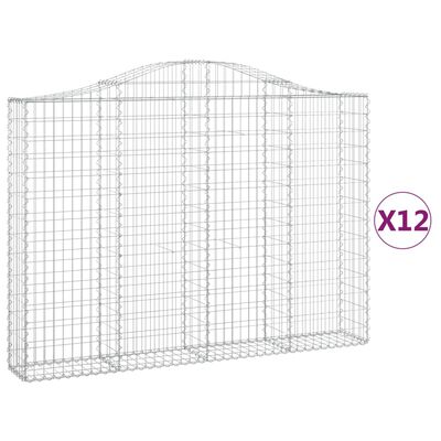 vidaXL Coșuri gabion arcuite 12 buc, 200x30x140/160cm, fier galvanizat