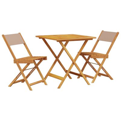 vidaXL Set mobilier bistro, 3 piese, textil taupe/lemn masiv