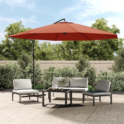 vidaXL Umbrelă suspendată, stâlp din aluminiu, 350 cm, teracota