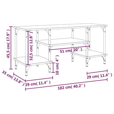 vidaXL Comodă TV, stejar fumuriu, 102x35x45,5 cm, lemn prelucrat