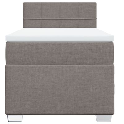 vidaXL Pat box spring cu saltea, gri taupe, 100x200 cm, textil