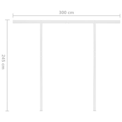 vidaXL Copertină retractabilă manual cu stâlpi galben/alb 3,5x2,5 m