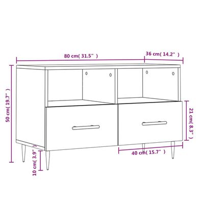 vidaXL Comodă TV, negru, 80x36x50 cm, lemn prelucrat