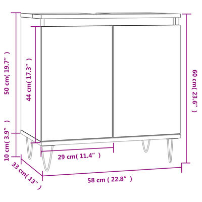 vidaXL Dulap de baie, gri sonoma, 58x33x60 cm, lemn prelucrat