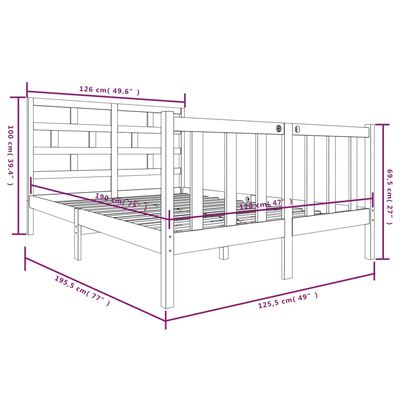 vidaXL Cadru de pat mic dublu, 120x190 cm, lemn masiv de pin