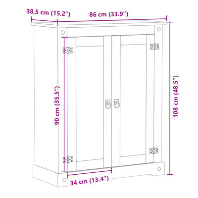 vidaXL Dulap pantofi "Corona", 86x38,5x108 cm, lemn masiv de pin