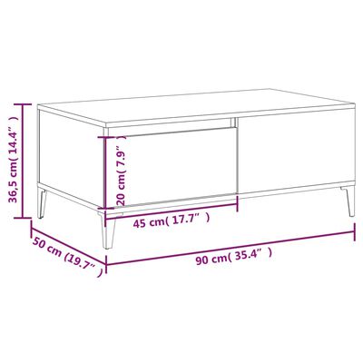 vidaXL Măsuță de cafea, gri beton, 90x50x36,5 cm, lemn compozit