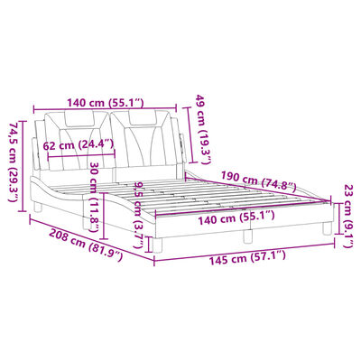 vidaXL Cadru de pat cu tăblie, maro, 140x190 cm, piele ecologică