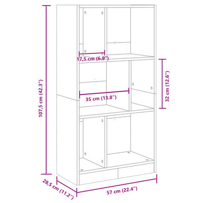 vidaXL Bibliotecă, negru, 57x28,5x107,5 cm, lemn prelucrat