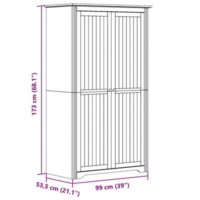 vidaXL Șifonier "BODO", alb, 99x53,5x173 cm, lemn masiv de pin