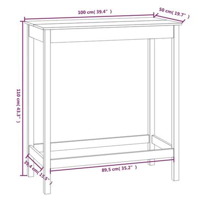 vidaXL Masă de bar, 100x50x110 cm, lemn masiv de pin