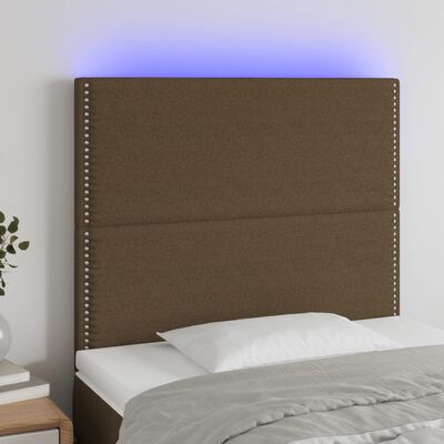 vidaXL Tăblie de pat cu LED, maro închis, 80x5x118/128 cm, textil