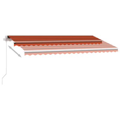 vidaXL Copertină retractabilă manual,LED, portocaliu/ maro, 450x350 cm