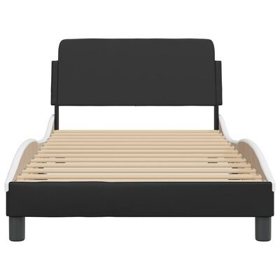 vidaXL Cadru de pat cu tăblie negru și alb 100x200cm piele artificială