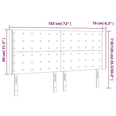 vidaXL Tăblie de pat cu aripioare, negru, 183x16x118/128 cm, piele eco