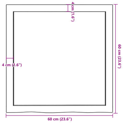 vidaXL Blat de baie, maro închis, 60x60x(2-4) cm, lemn masiv tratat