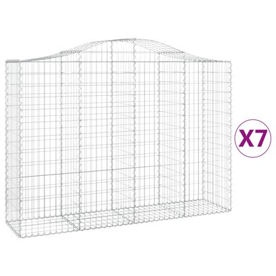 vidaXL Coșuri gabion arcuite 7 buc, 200x50x140/160 cm, fier galvanizat