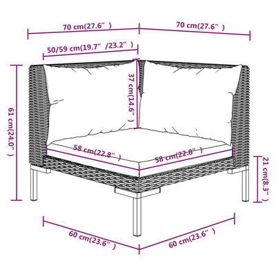 vidaXL Set mobilier grădină B-Stock 3 piese gri poliratan semi-rotund