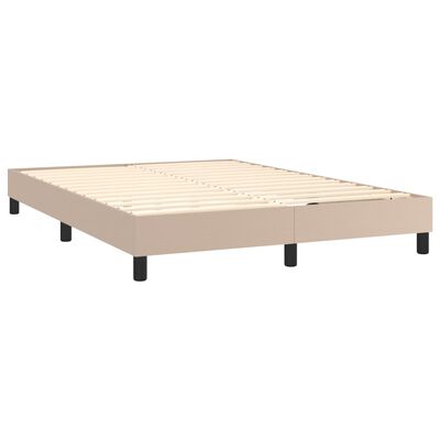 vidaXL Pat box spring cu saltea, cappuccino, 140x200cm piele ecologică