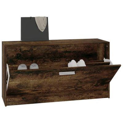 vidaXL Bancă pentru pantofi stejar fumuriu 80x24x45 cm lemn prelucrat