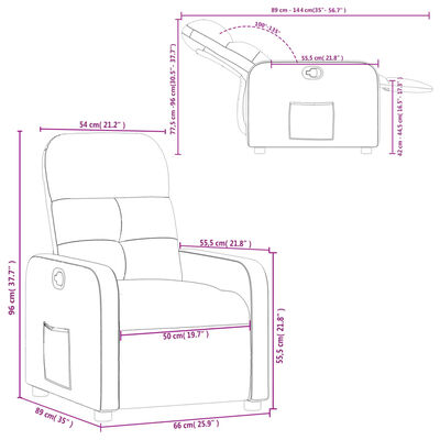 vidaXL Fotoliu rabatabil, crem, material textil