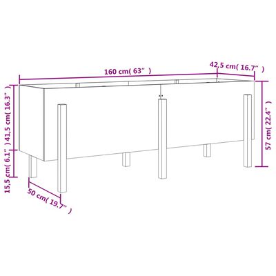 vidaXL Strat înălțat de grădină, alb, 160x50x57 cm, lemn masiv de pin