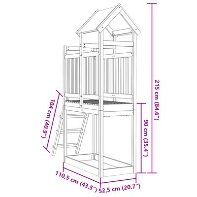 vidaXL Turn de joacă cu scară, 110,5x52,5x215cm, lemn de pin impregnat