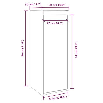 vidaXL Dulapuri de perete, 2 buc., gri, 30x30x80 cm, lemn masiv de pin