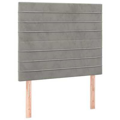 vidaXL Pat box spring cu saltea, gri deschis, 100x200 cm, catifea