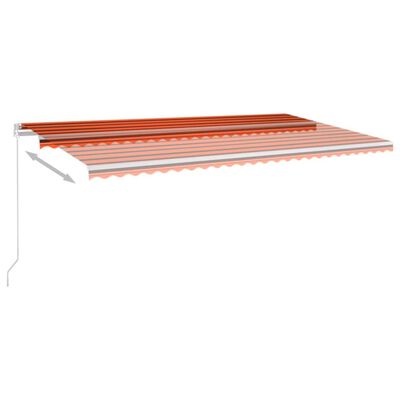 vidaXL Copertină retractabilă manual, LED, portocaliu/maro, 600x350 cm