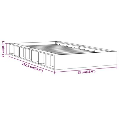 vidaXL Cadru de pat mic Single, gri, 75x190 cm, lemn masiv