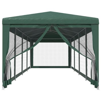 vidaXL Cort de petrecere cu 10 pereți din plasă, verde, 3x12 m, HDPE