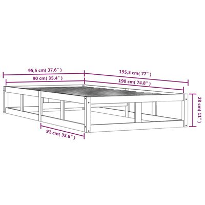 vidaXL Cadru de pat single, 90x190 cm, lemn masiv