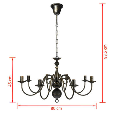 Candelabru alb de metal în stil antichizat, 8 x becuri E14