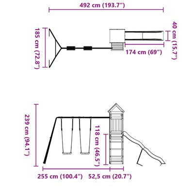 vidaXL Set de joacă pentru exterior, lemn masiv de pin