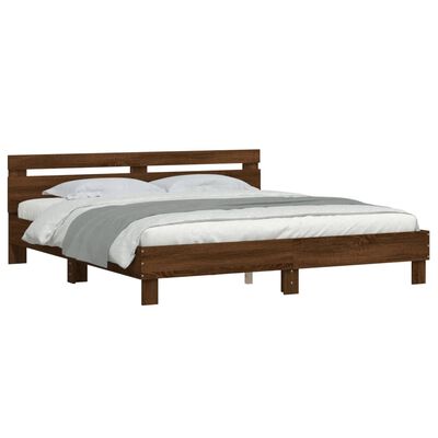 vidaXL Cadru de pat cu tăblie stejar maro 180x200 cm lemn prelucrat