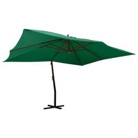 vidaXL Umbrelă suspendată cu stâlp din lemn, verde, 400x300 cm