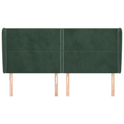 vidaXL Tăblie pat cu aripioare verde închis 203x23x118/128cm catifea