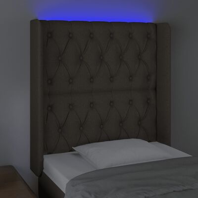 vidaXL Tăblie de pat cu LED, gri taupe, 83x16x118/128 cm, textil