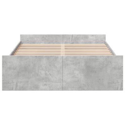 vidaXL Cadru de pat cu sertare, gri beton, 140x190 cm, lemn prelucrat