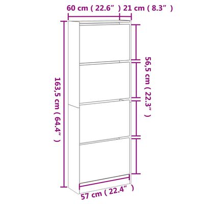 vidaXL Pantofar, negru, 60x21x163,5 cm, lemn compozit