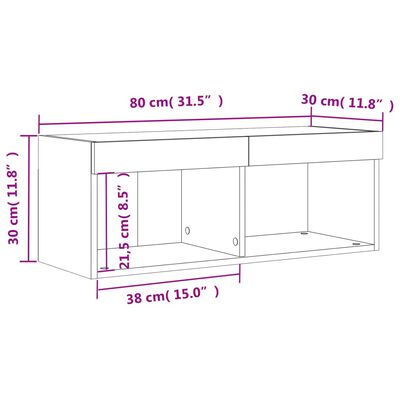 vidaXL Comodă TV cu lumini LED, stejar maro, 80x30x30 cm