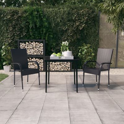 vidaXL Set mobilier de grădină, 3 piese, negru