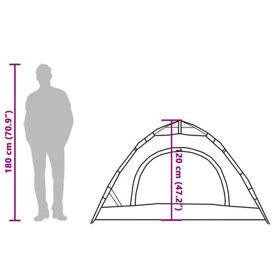 vidaXL Cort de camping pentru 2 persoane, setare rapidă, verde