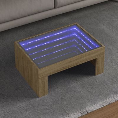 vidaXL Măsuță de cafea cu LED infinity, stejar sonoma, 70x50x30 cm