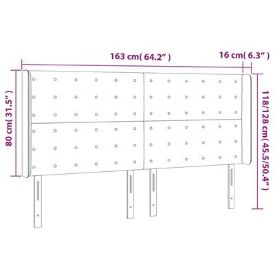 vidaXL Tăblie de pat cu LED, gri închis, 163x16x118/128 cm, catifea