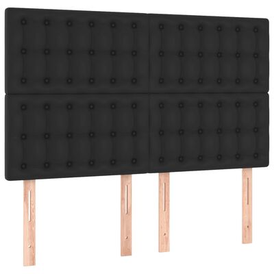 vidaXL Pat box spring cu saltea, negru, 140x200 cm, piele ecologică