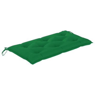 vidaXL Bancă de grădină, cu pernă verde, 112 cm, lemn masiv de tec