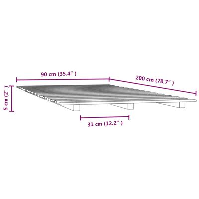 vidaXL Cadru de pat, 90x200 cm, lemn masiv de pin